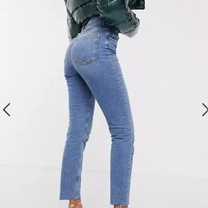 ASOS high rise farleigh jeans with raw hem